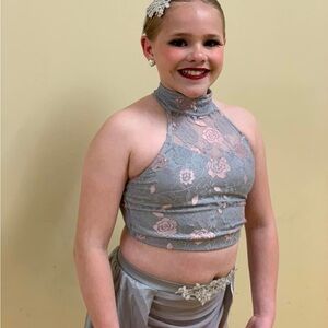 Elegant Gray Floral Kids Costume